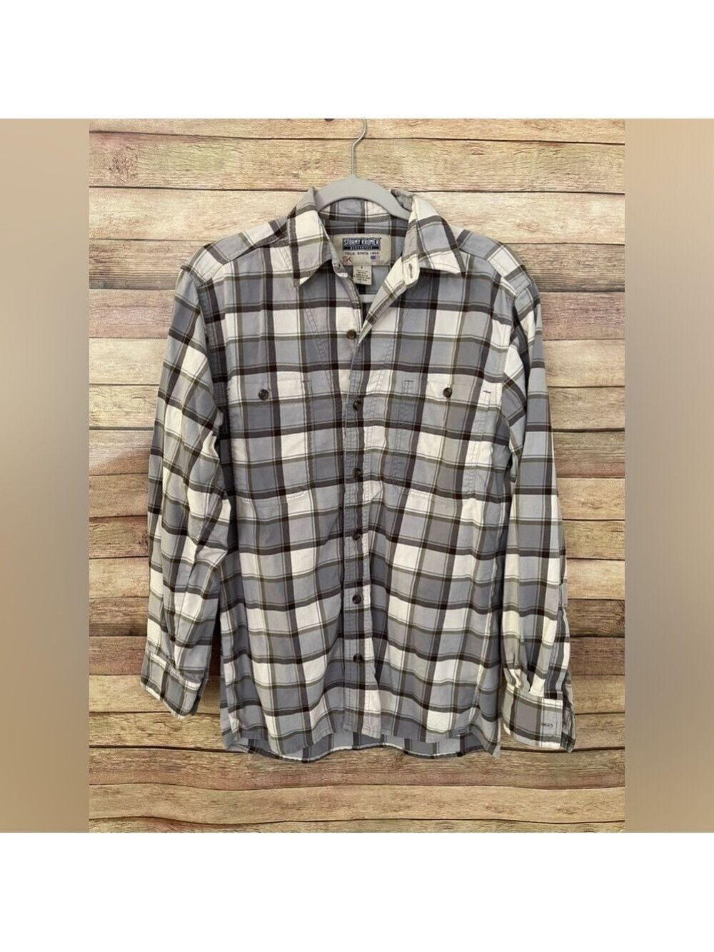 Stormy Kromer Men’s Shirt Gray Plaid Cotton Outdoor Casual USA Small